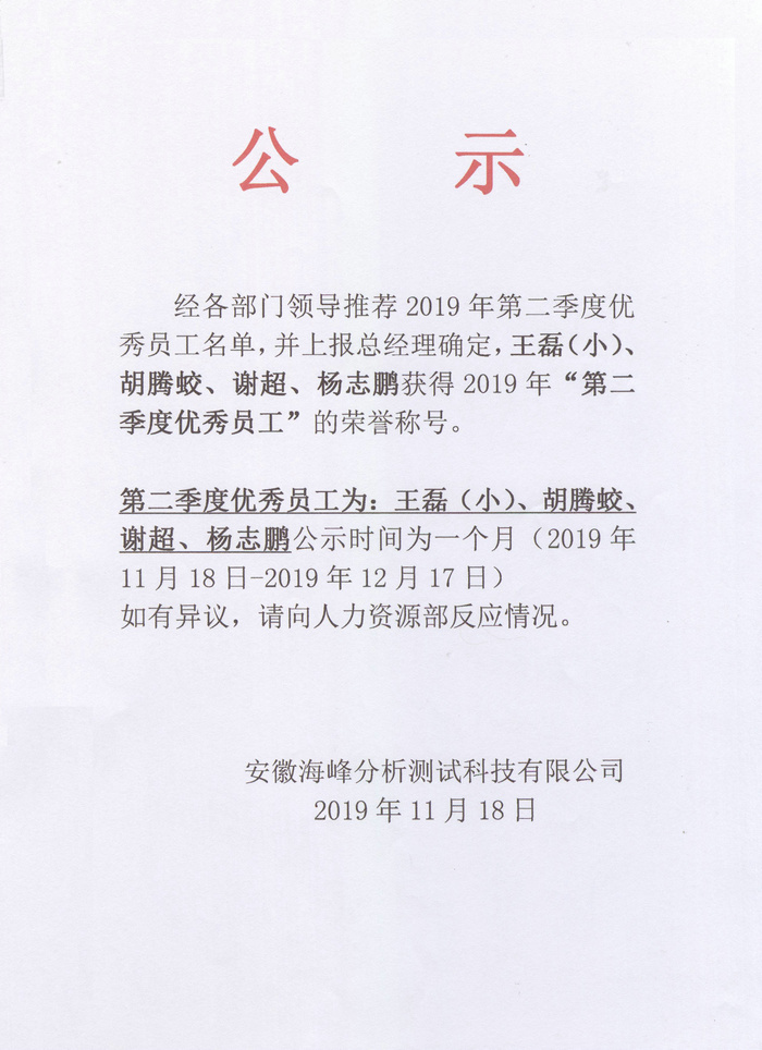 2019季度優(yōu)秀員工評(píng)選